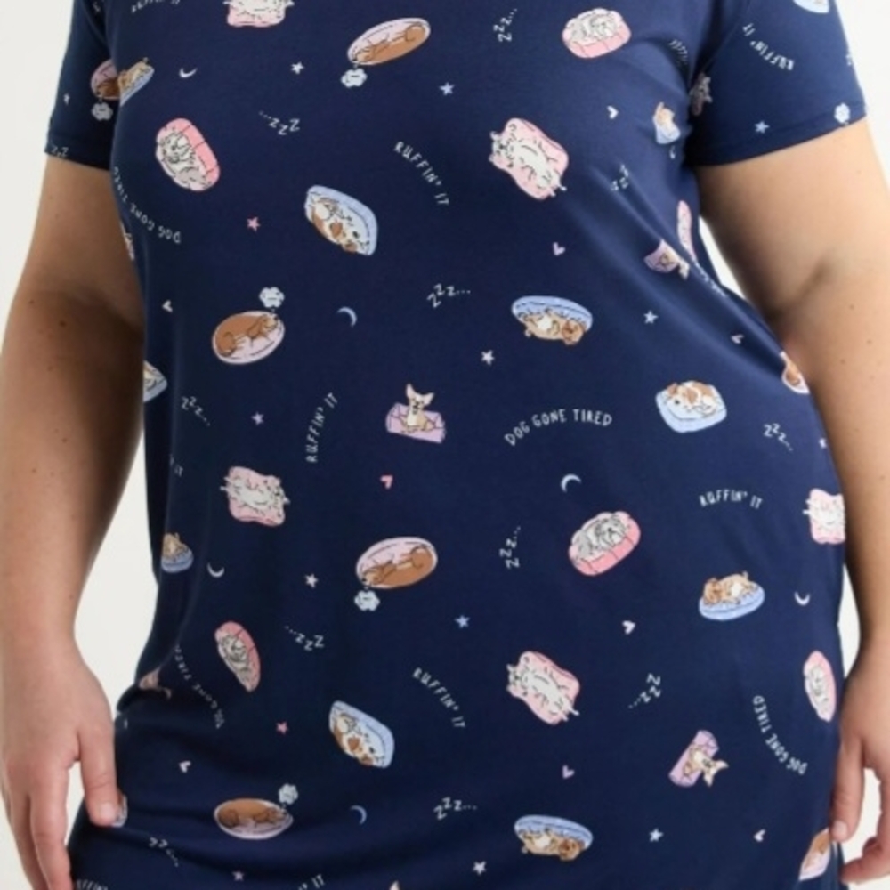 Joyspun Womens Dreamy Soft Collection Sleepshirt Navy Blue Size 2X/3X - Picture 2 of 4